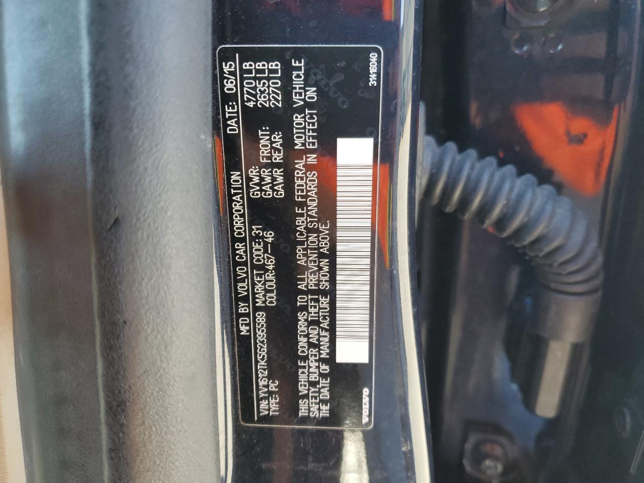 2016 VOLVO S60 PREMIER Copart, lot number: 82391733, vin: YV1612TK5G2395589. Thumbnail 12