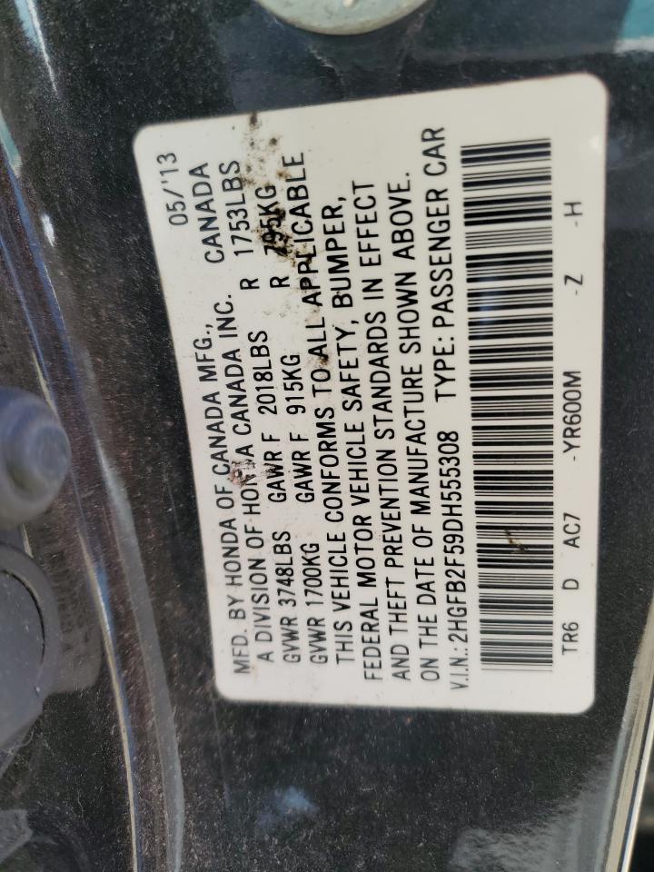 2013 Honda Civic Lx Copart, lot number: 89271255, vin: 2HGFB2F59DH555308. Thumbnail 12