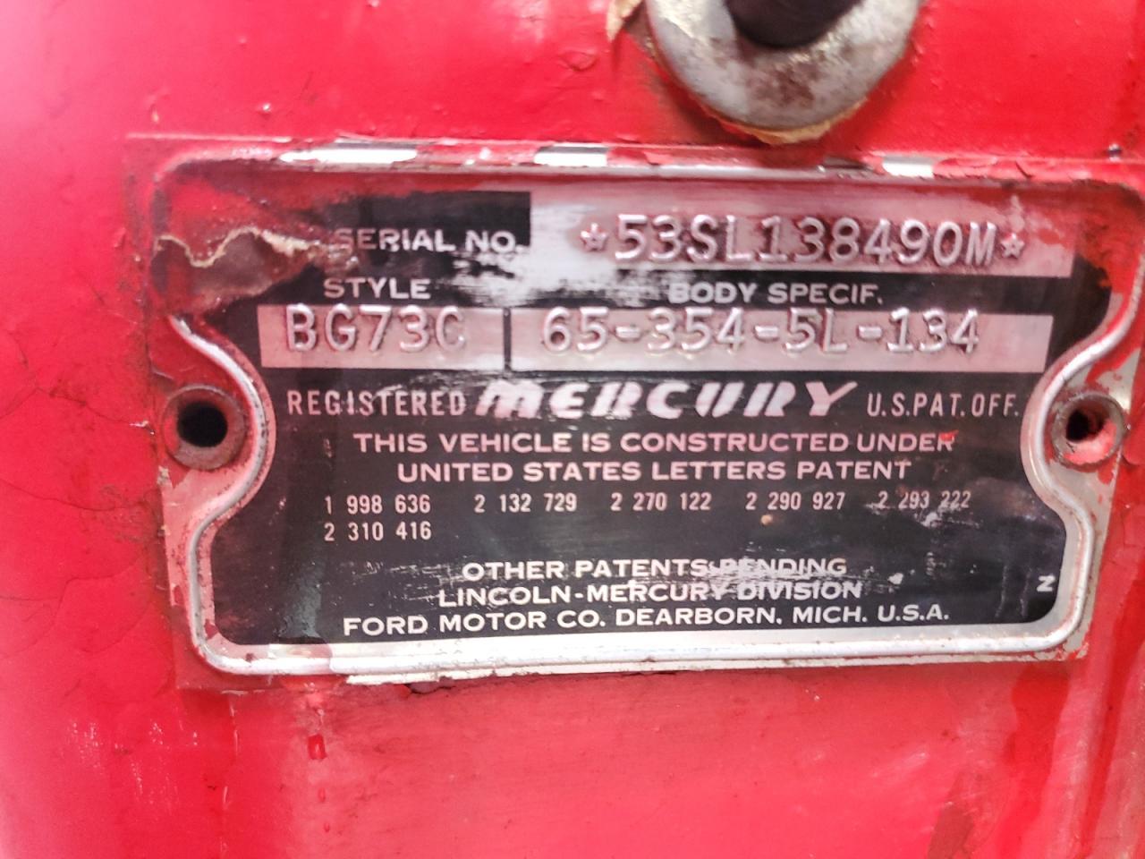 1953 Mercury Uk Copart, lot number: 43391585, vin: 53SL138490M. Thumbnail 12