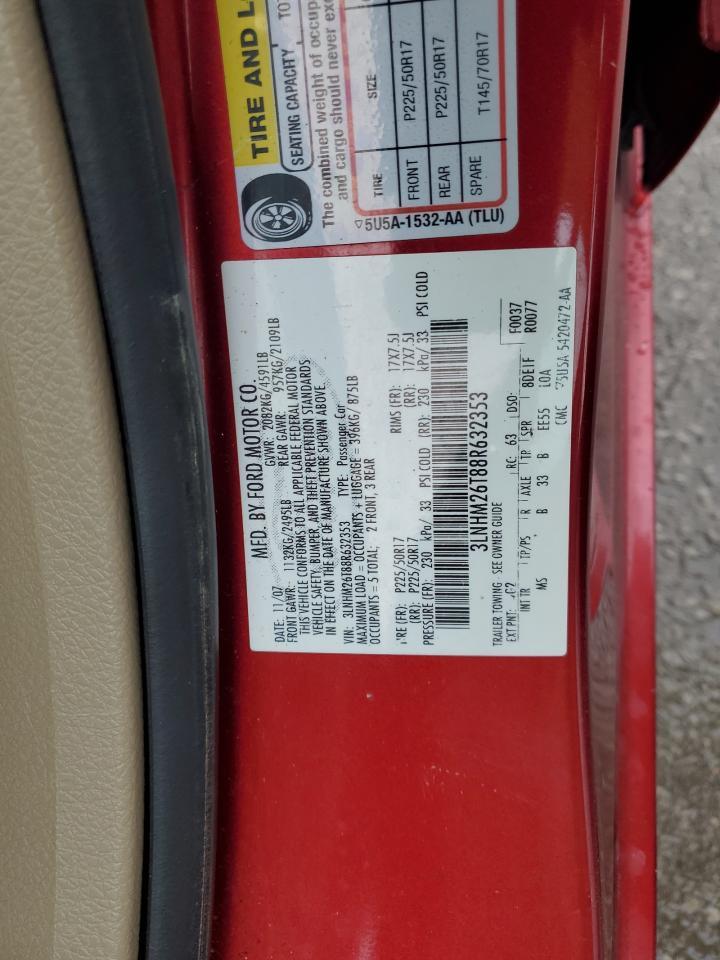 2008 Lincoln Mkz Copart, lot number: 45344105, vin: 3LNHM26T88R632353. Thumbnail 12