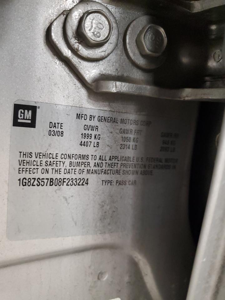 2008 Saturn Aura Xe Copart, lot number: 59035915, vin: 1G8ZS57B08F233224. Thumbnail 12