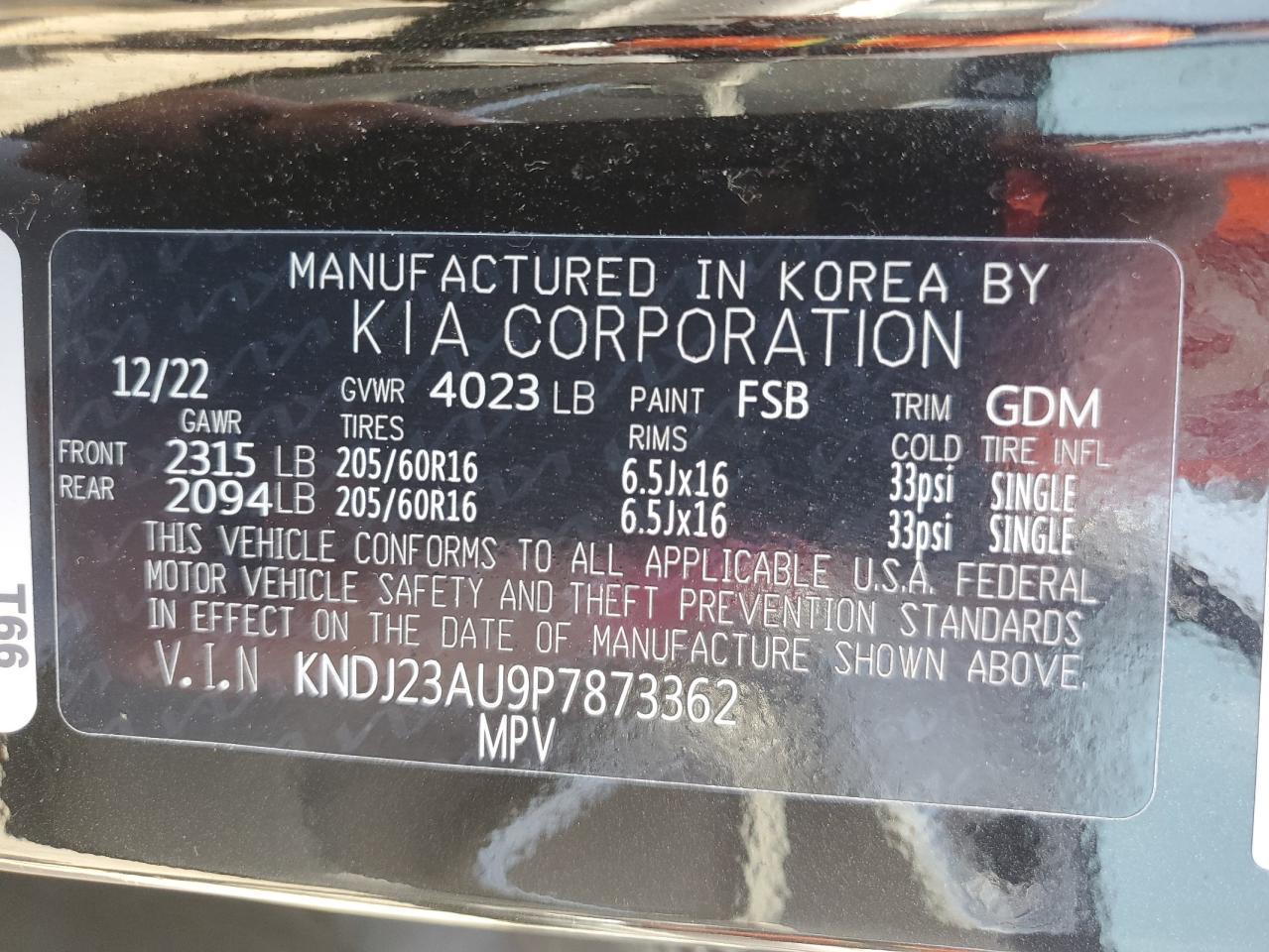 2023 Kia Soul Lx Copart, lot number: 49150595, vin: NULL. Thumbnail 12