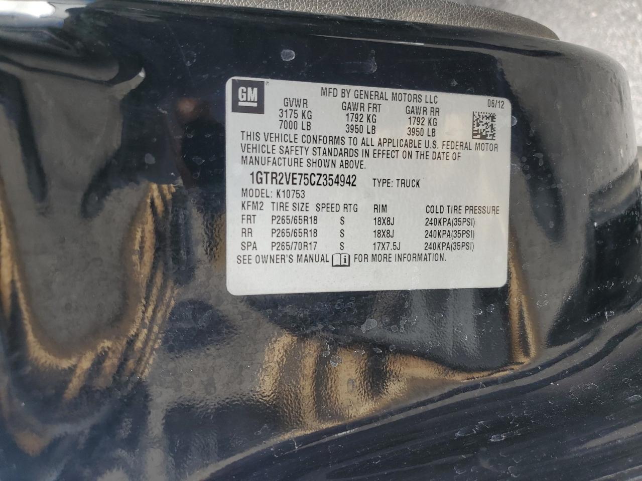 2012 GMC Sierra K1500 Sle Copart, lot number: 48426825, vin: 1GTR2VE75CZ354942. Thumbnail 12