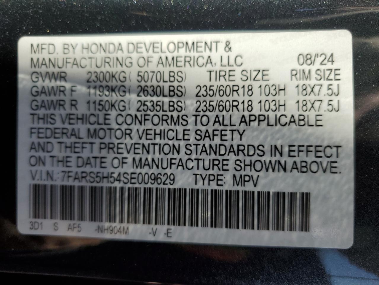 2025 Honda Cr-V Sport Copart, lot number: 49781305, vin: 7FARS5H54SE009629. Thumbnail 13