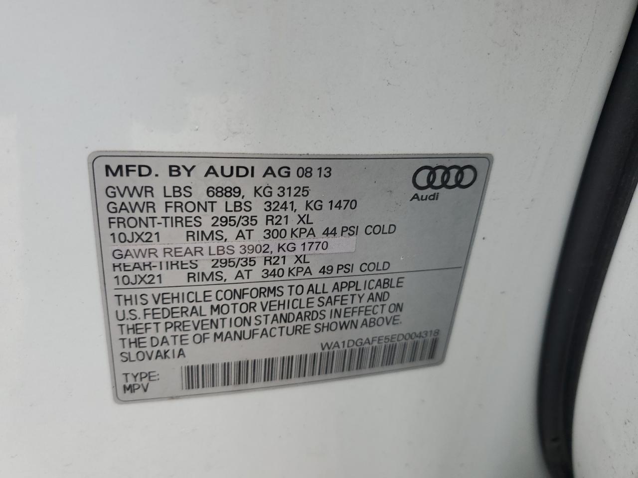 2014 Audi Q7 Prestige Copart, lot number: 48866785, vin: WA1DGAFE5ED004318. Thumbnail 14