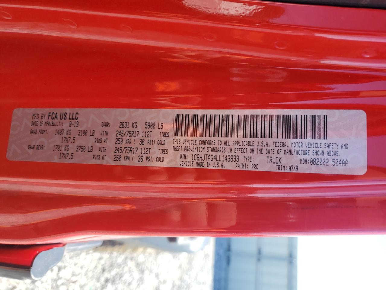 2020 Jeep Gladiator Sport Copart, lot number: 48584645, vin: 1C6HJTAG4LL143833. Thumbnail 13