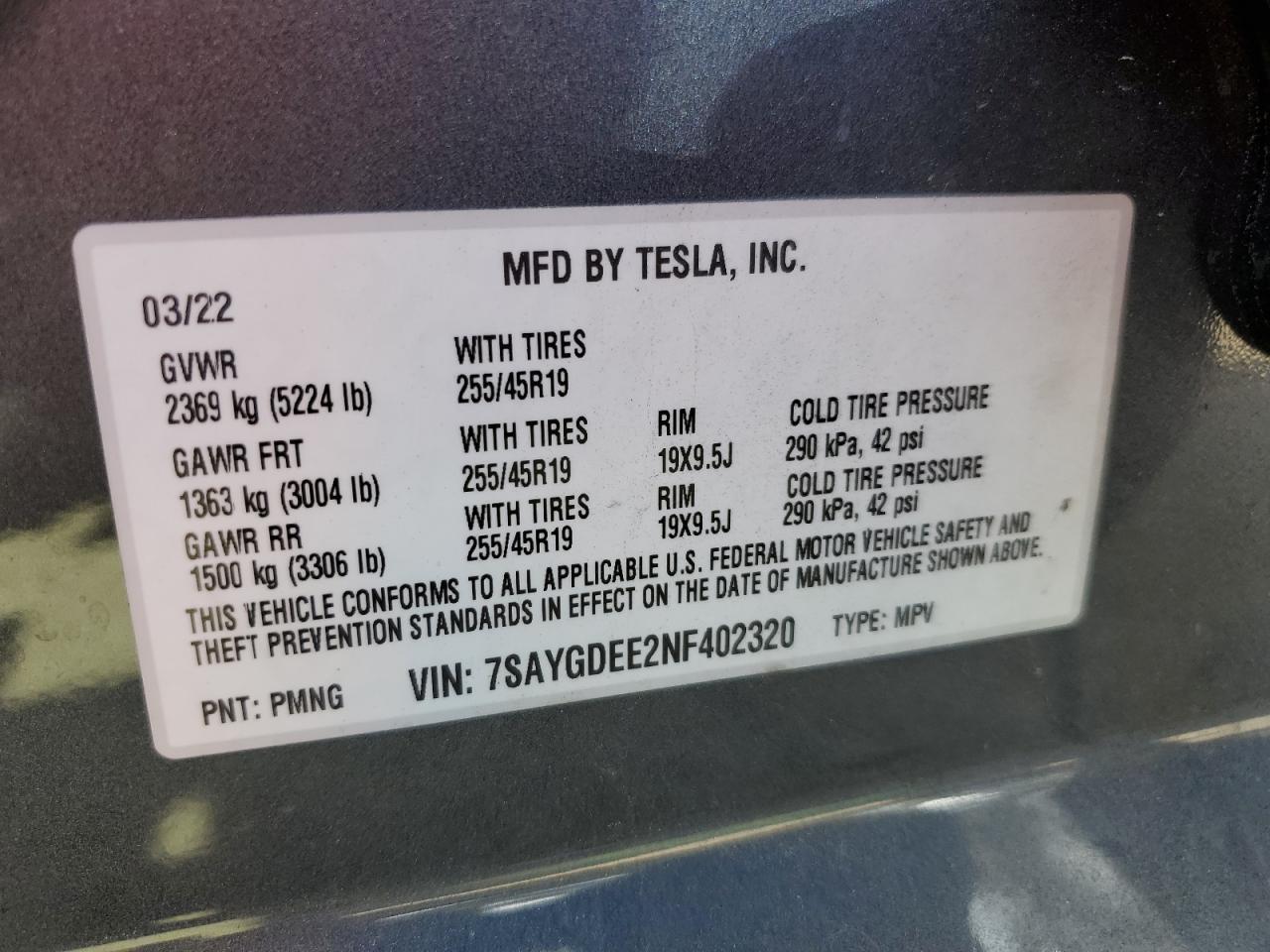 2022 Tesla Model Y Copart, lot number: 50396605, vin: 7SAYGDEE2NF402320. Thumbnail 13