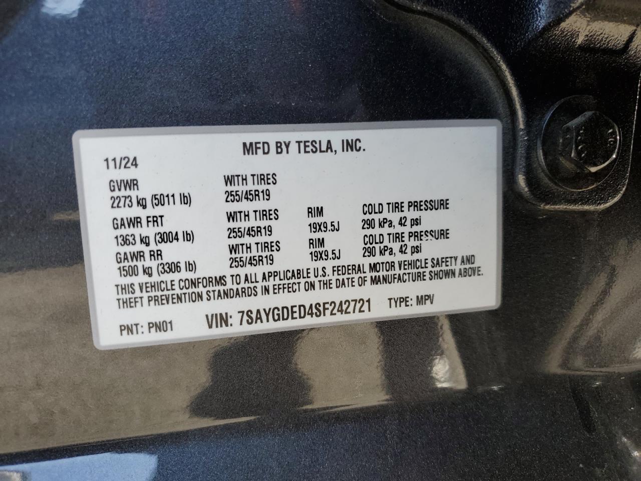 2025 Tesla Model Y Copart, lot number: 50966485, vin: 7SAYGDED4SF242721. Thumbnail 15