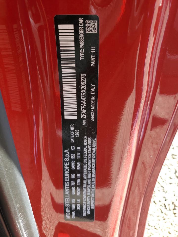 2024 Fiat 500 E Red Copart, lot number: 54045215, vin: ZFAFFAA47RX205276. Thumbnail 13