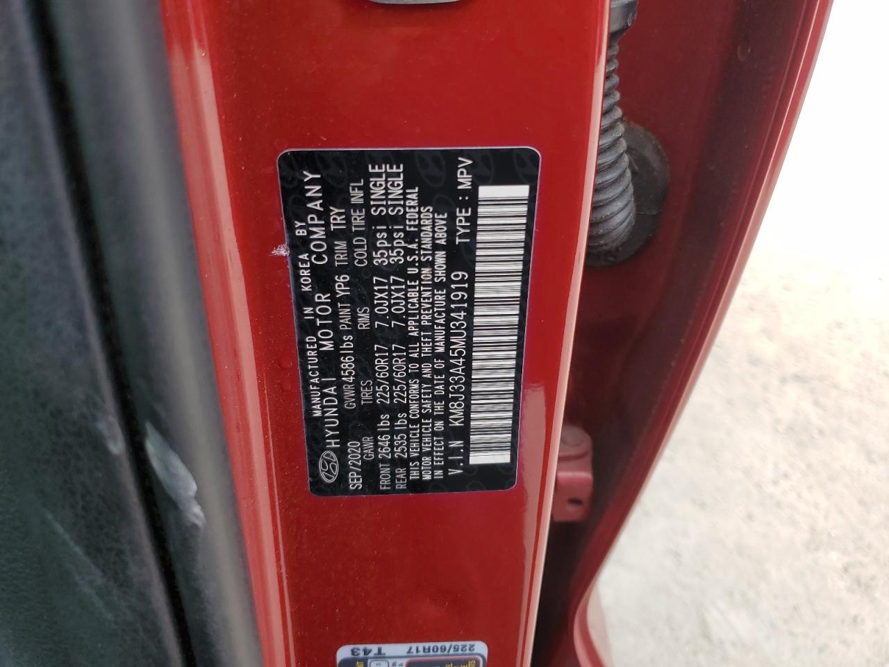 2021 Hyundai Tucson Limited Copart, lot number: 52718455, vin: KM8J33A45MU341919. Thumbnail 13