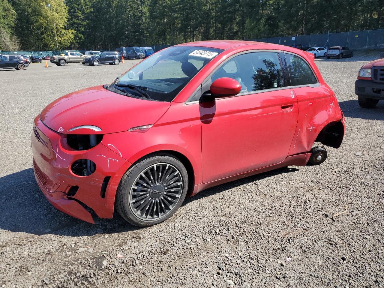2024 Fiat 500 E Red Copart, lot number: 54045215, vin: ZFAFFAA47RX205276. Thumbnail 1