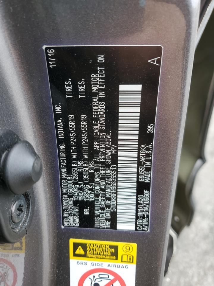 2016 Toyota Highlander Limited Copart, lot number: 52947855, vin: 5TDDKRFH9GS355513. Thumbnail 13