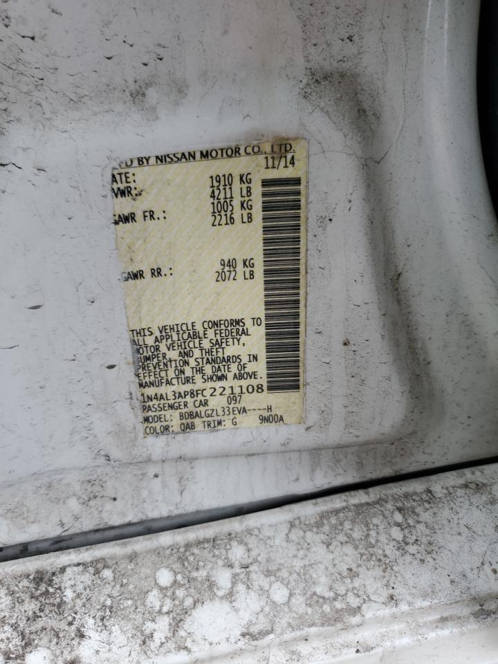 2015 Nissan Altima 2.5 Copart, lot number: 52681425, vin: 1N4AL3AP8FC221108. Thumbnail 12