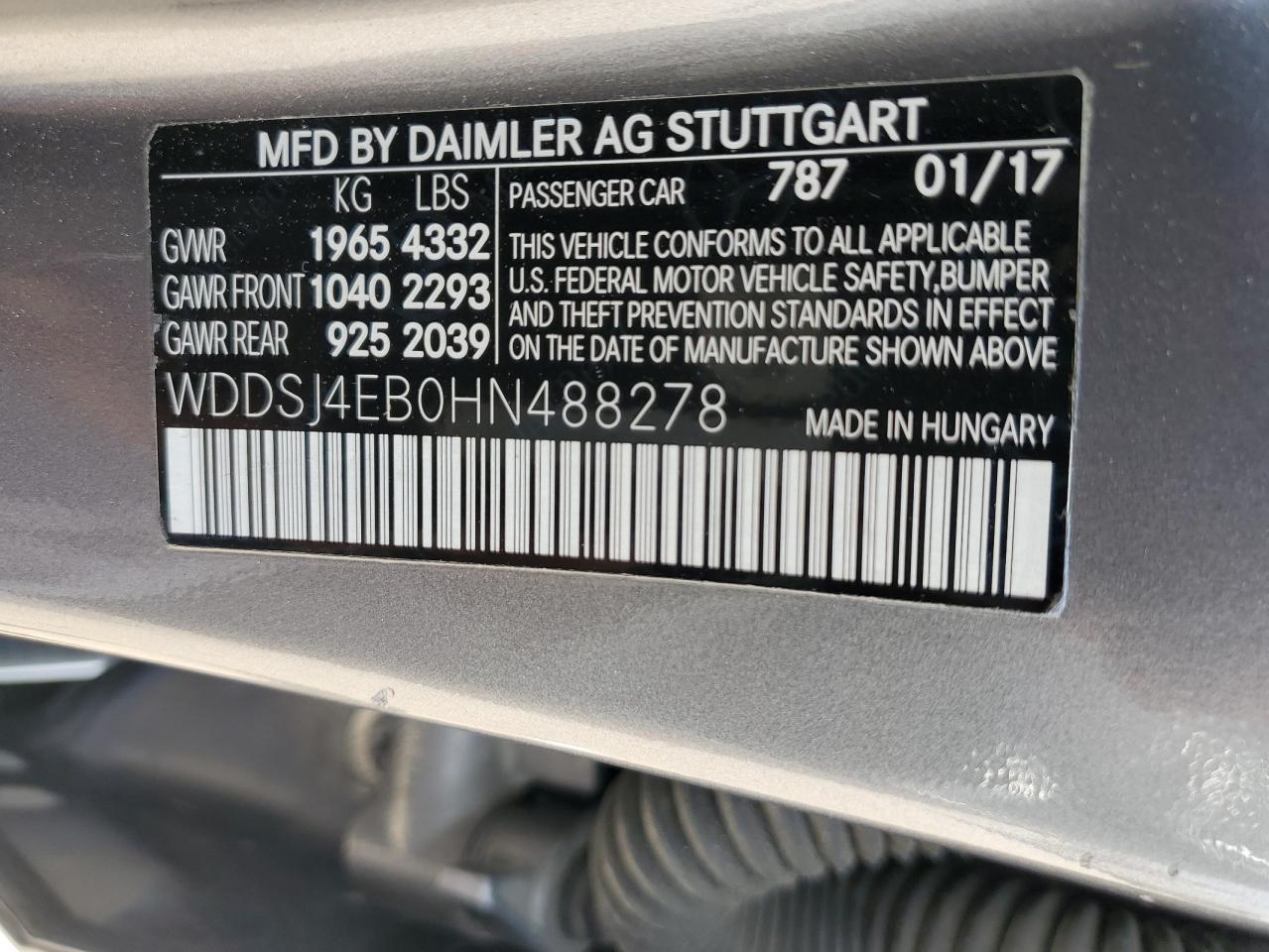 2017 Mercedes-Benz Cla 250 Copart, lot number: 54594205, vin: WDDSJ4EB0HN488278. Thumbnail 13