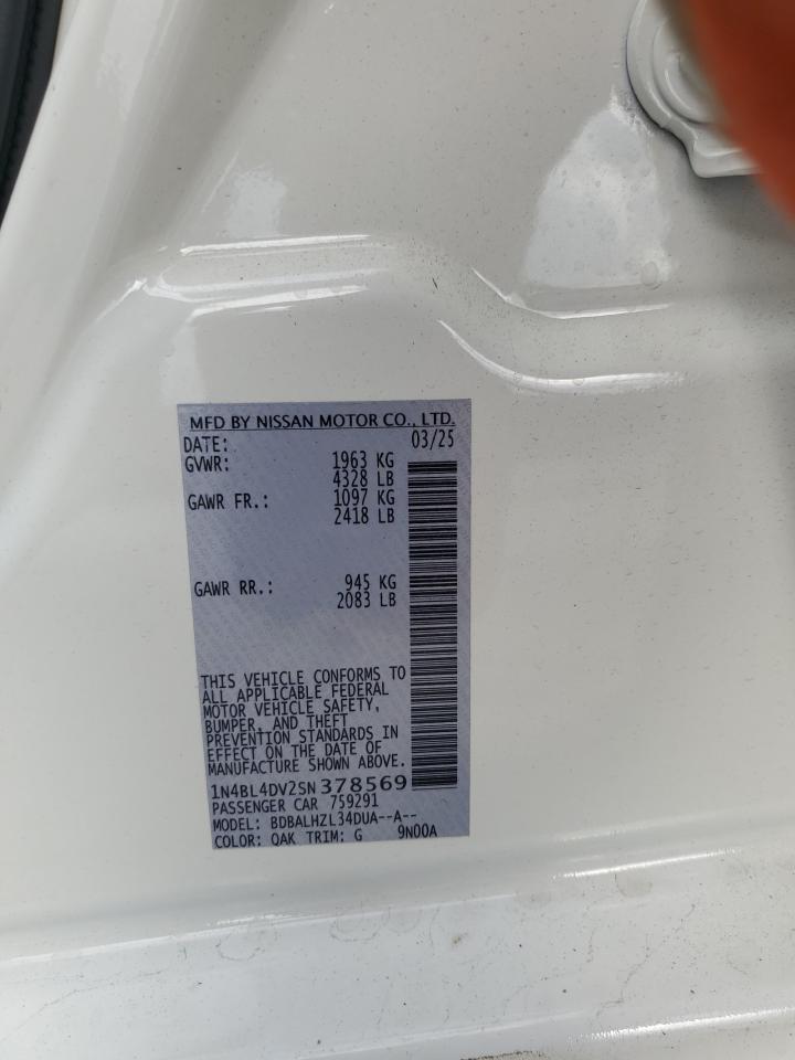 2025 Nissan Altima Sv Copart, lot number: 54456175, vin: 1N4BL4DV2SN378569. Thumbnail 13