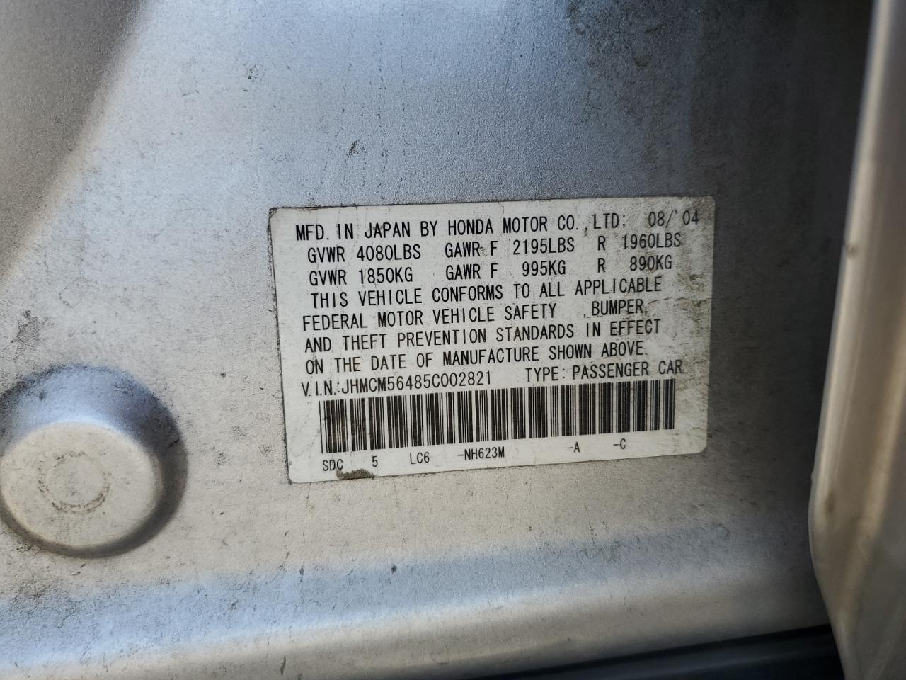 2005 Honda Accord Lx Copart, lot number: 54248385, vin: JHMCM56485C002821. Thumbnail 13
