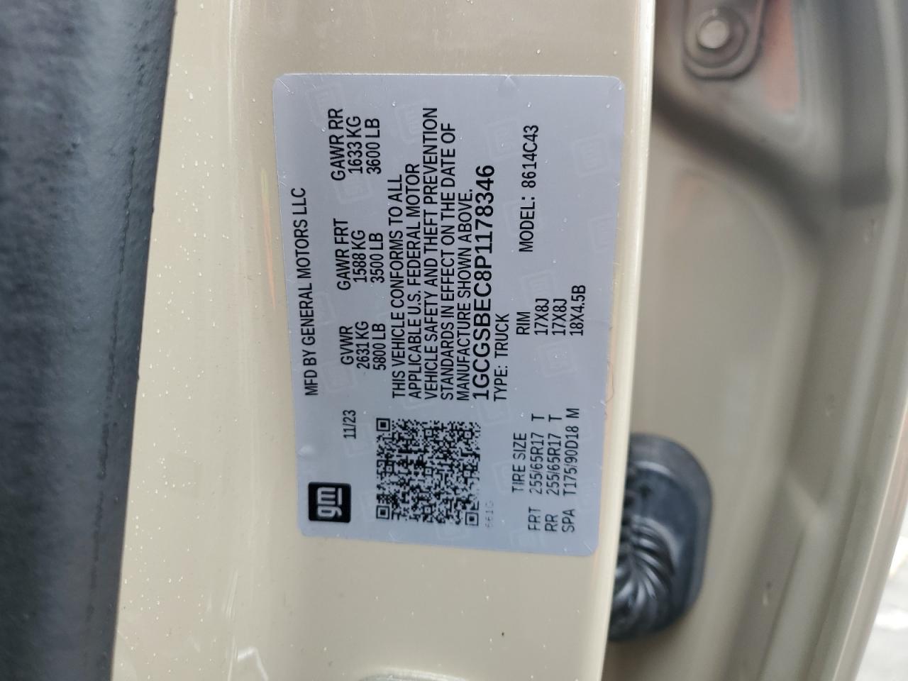 2023 Chevrolet Colorado Copart, lot number: 54818245, vin: 1GCGSBEC8P1178346. Thumbnail 12