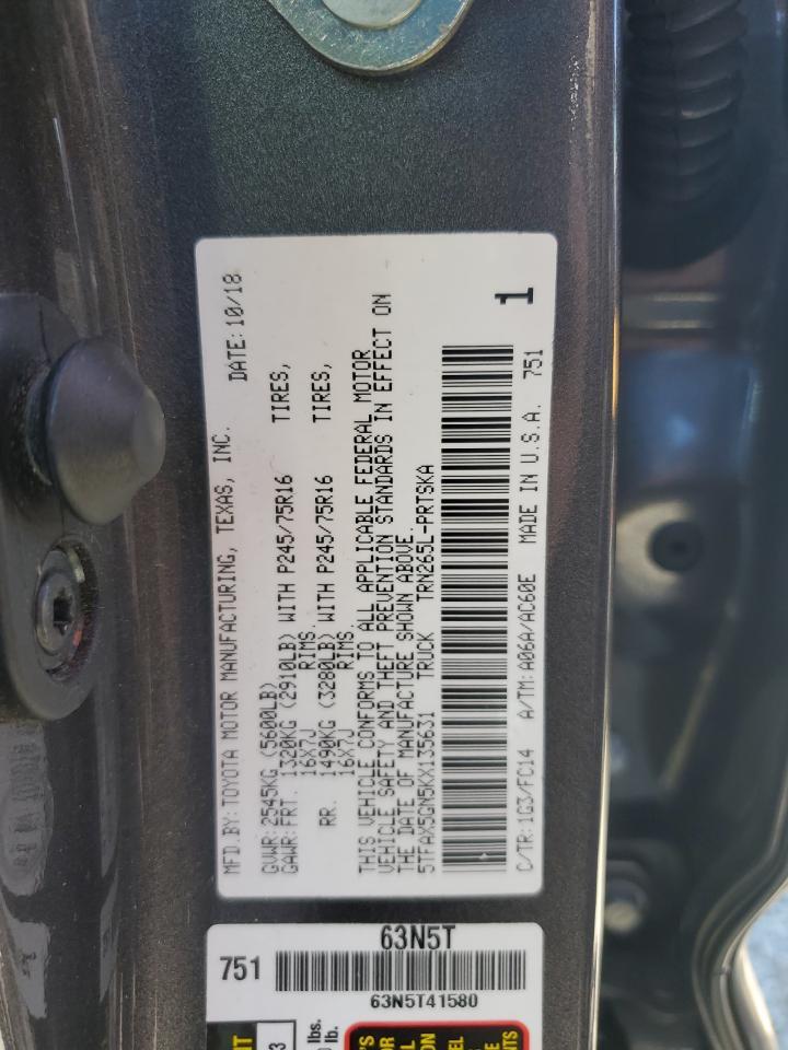 2019 Toyota Tacoma Double Cab Copart, lot number: 52642315, vin: 5TFAX5GN5KX135631. Thumbnail 13