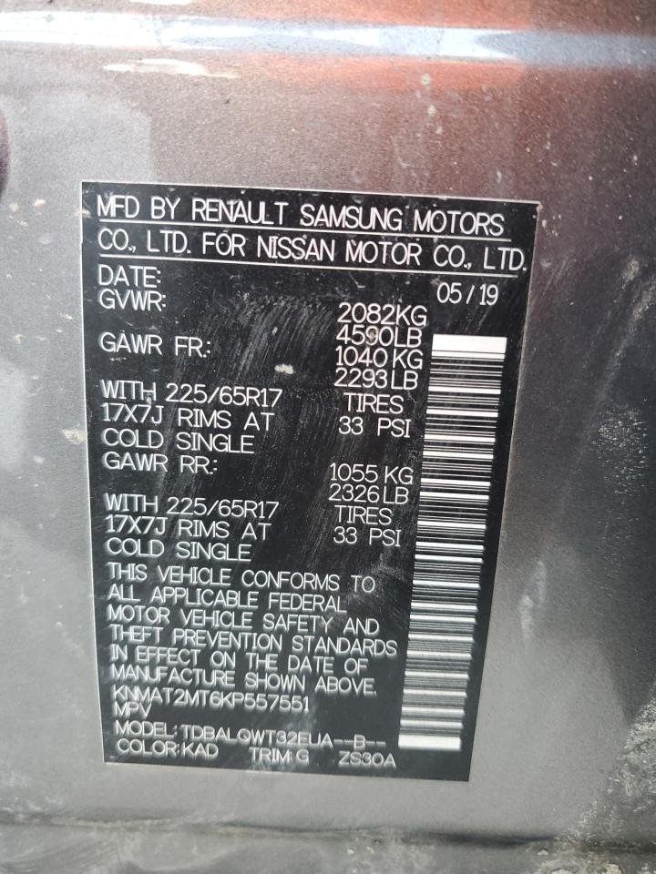 2019 Nissan Rogue S Copart, lot number: 52047205, vin: KNMAT2MT6KP557551. Thumbnail 15