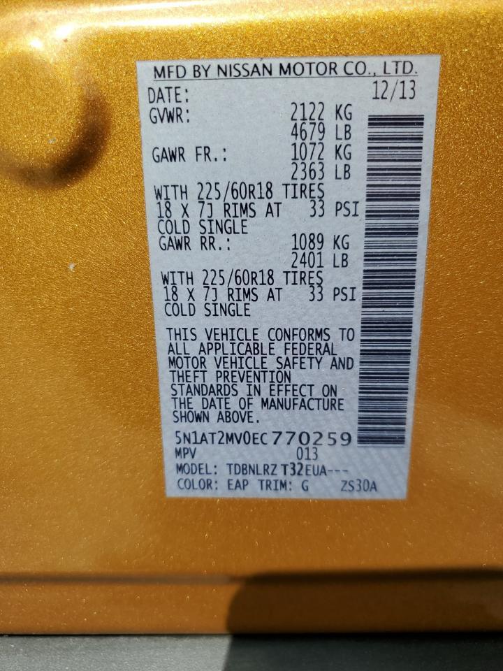 2014 Nissan Rogue S Copart, lot number: 53618135, vin: 5N1AT2MV0EC770259. Thumbnail 14