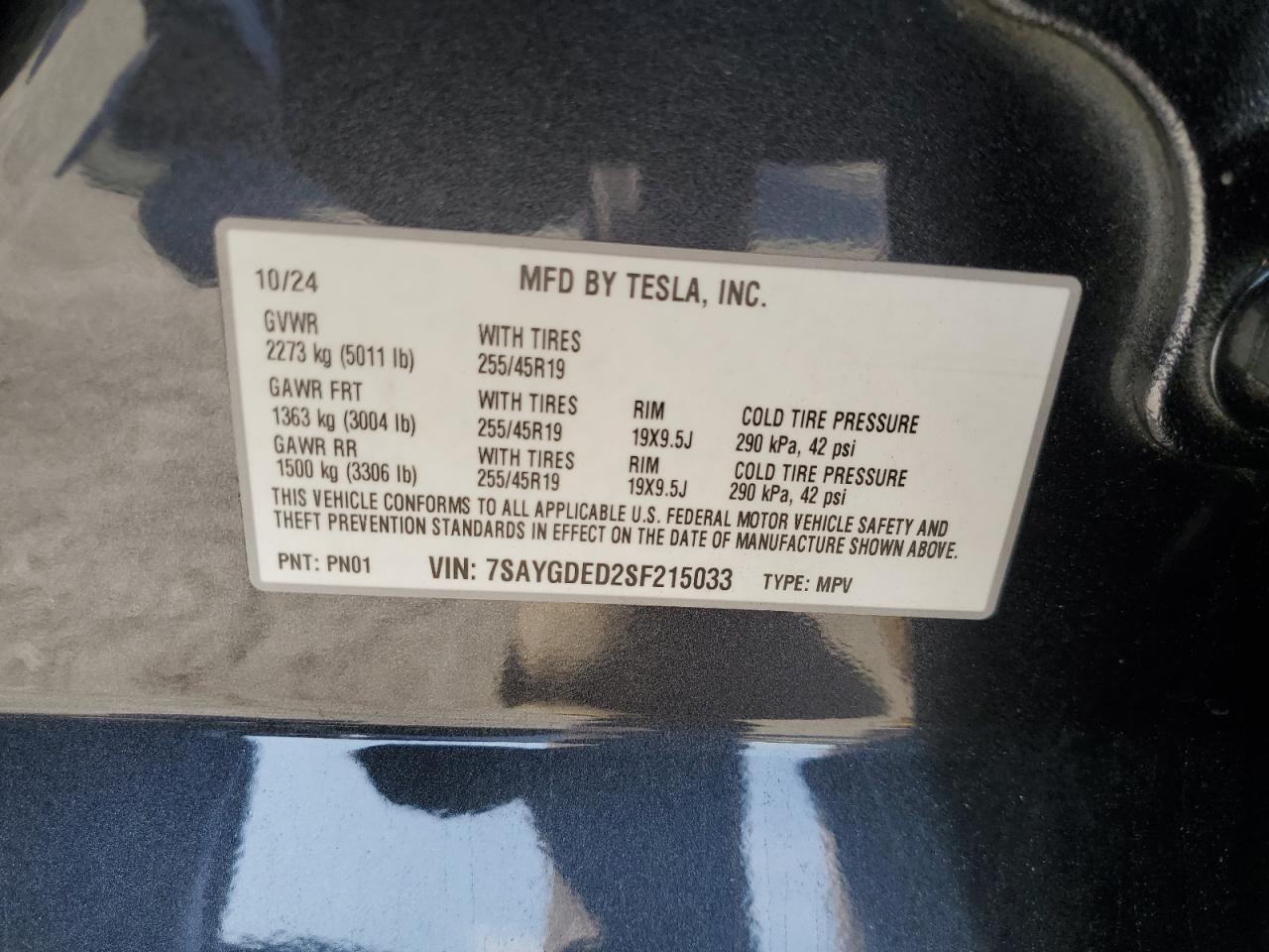 2025 Tesla Model Y Copart, lot number: 55304175, vin: 7SAYGDED2SF215033. Thumbnail 13