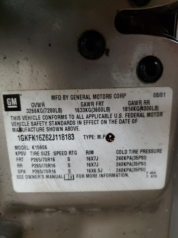 2002 GMC Yukon Xl K1500 Copart, lot number: 52239925, vin: 1GKFK16Z62J118183. Thumbnail 14