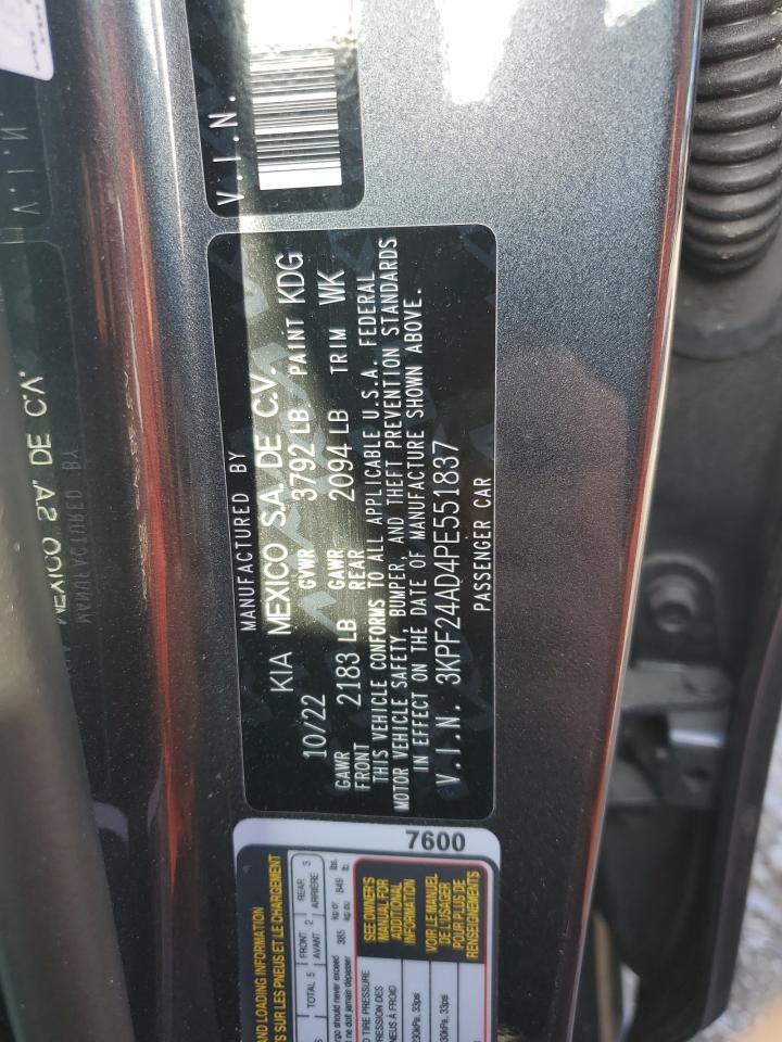 2023 Kia Forte Lx Copart, lot number: 53348575, vin: 3KPF24AD4PE551837. Thumbnail 13