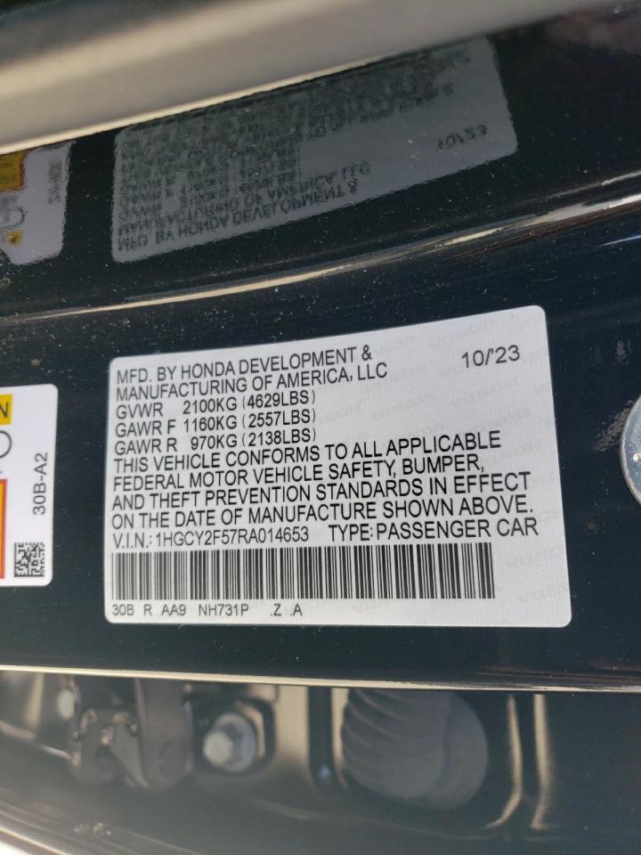 2024 Honda Accord Hybrid Sport Copart, lot number: 51008905, vin: 1HGCY2F57RA014653. Thumbnail 13
