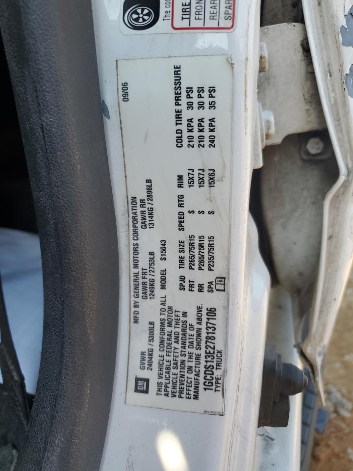 2007 Chevrolet Colorado Copart, lot number: 52193625, vin: 1GCDS13E278137106. Thumbnail 12