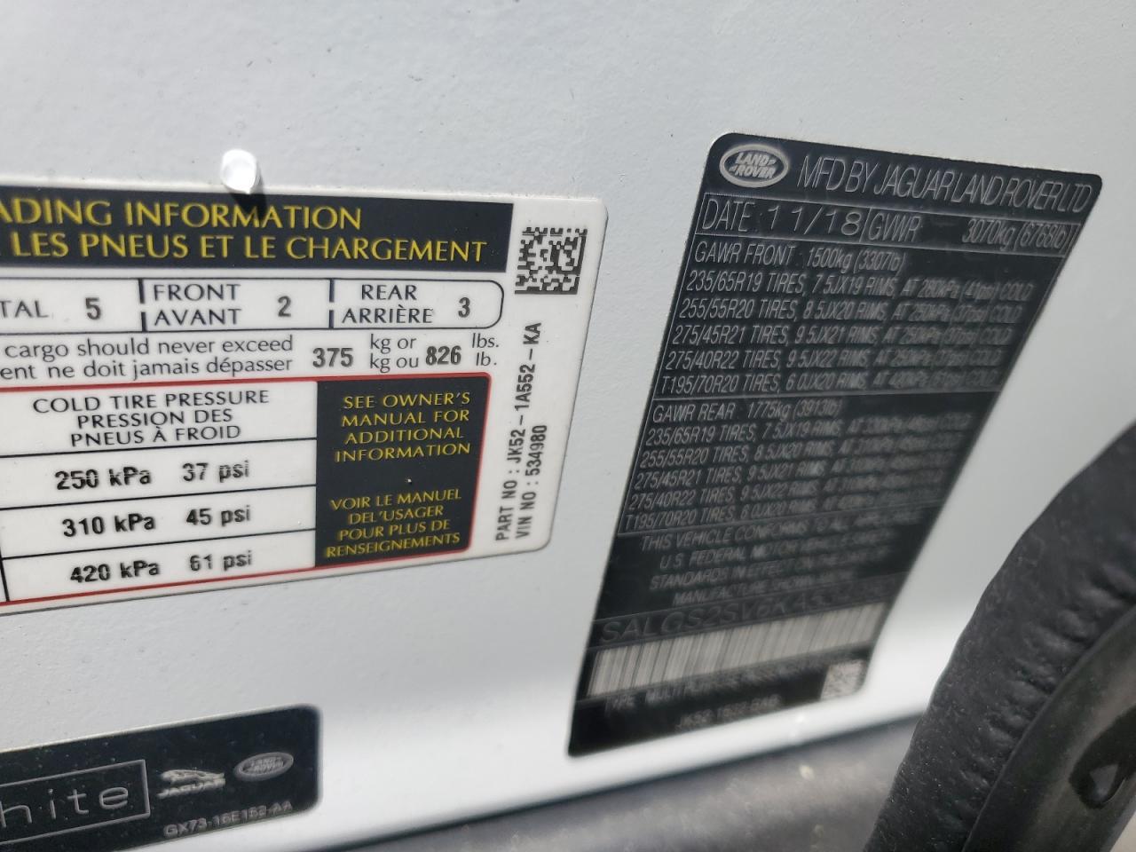 2019 Land Rover Range Rover Hse Copart, lot number: 52295655, vin: SALGS2SV6KA534980. Thumbnail 13