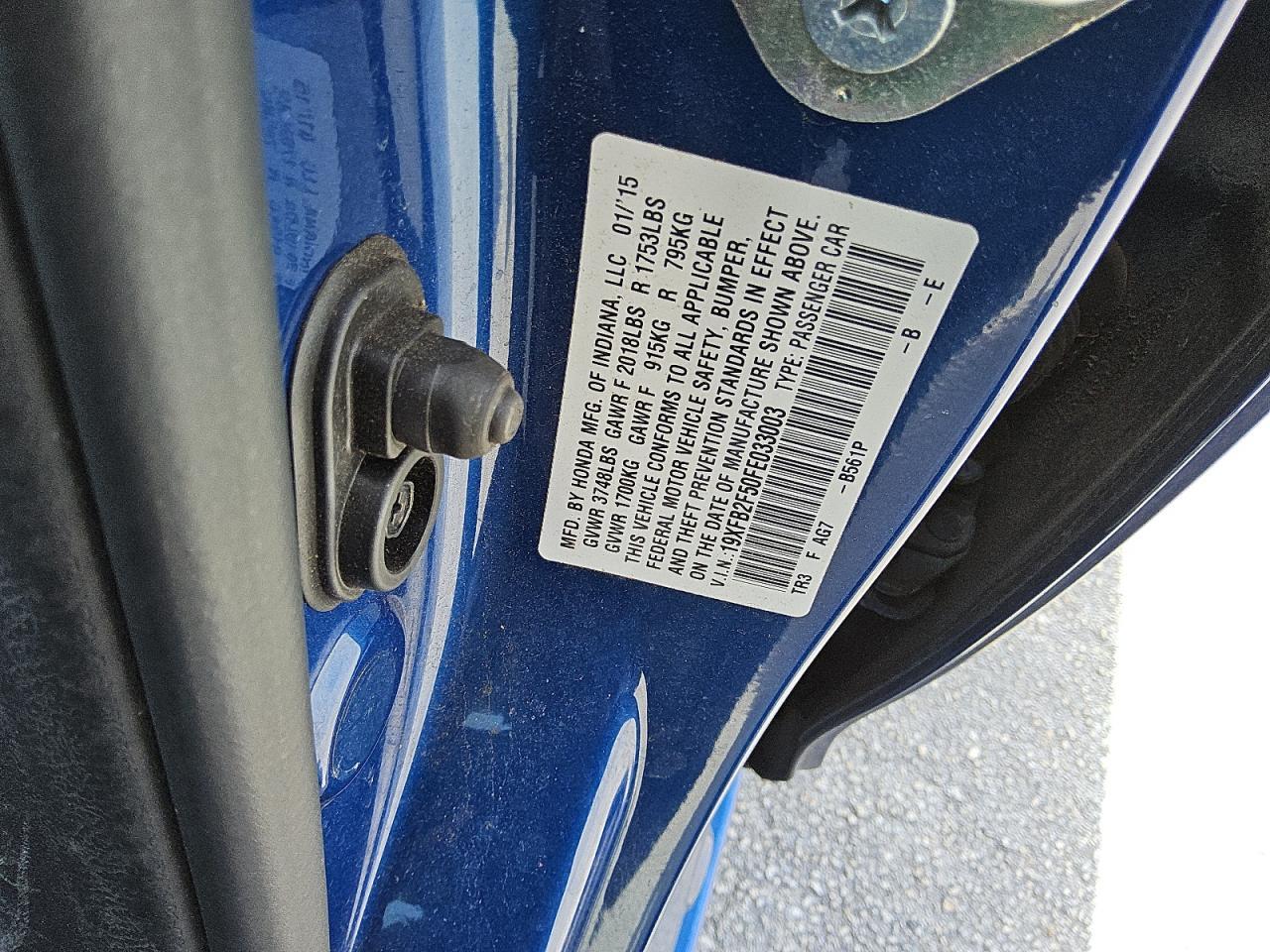 2015 Honda Civic Lx Copart, lot number: 52004115, vin: 19XFB2F50FE033003. Thumbnail 12