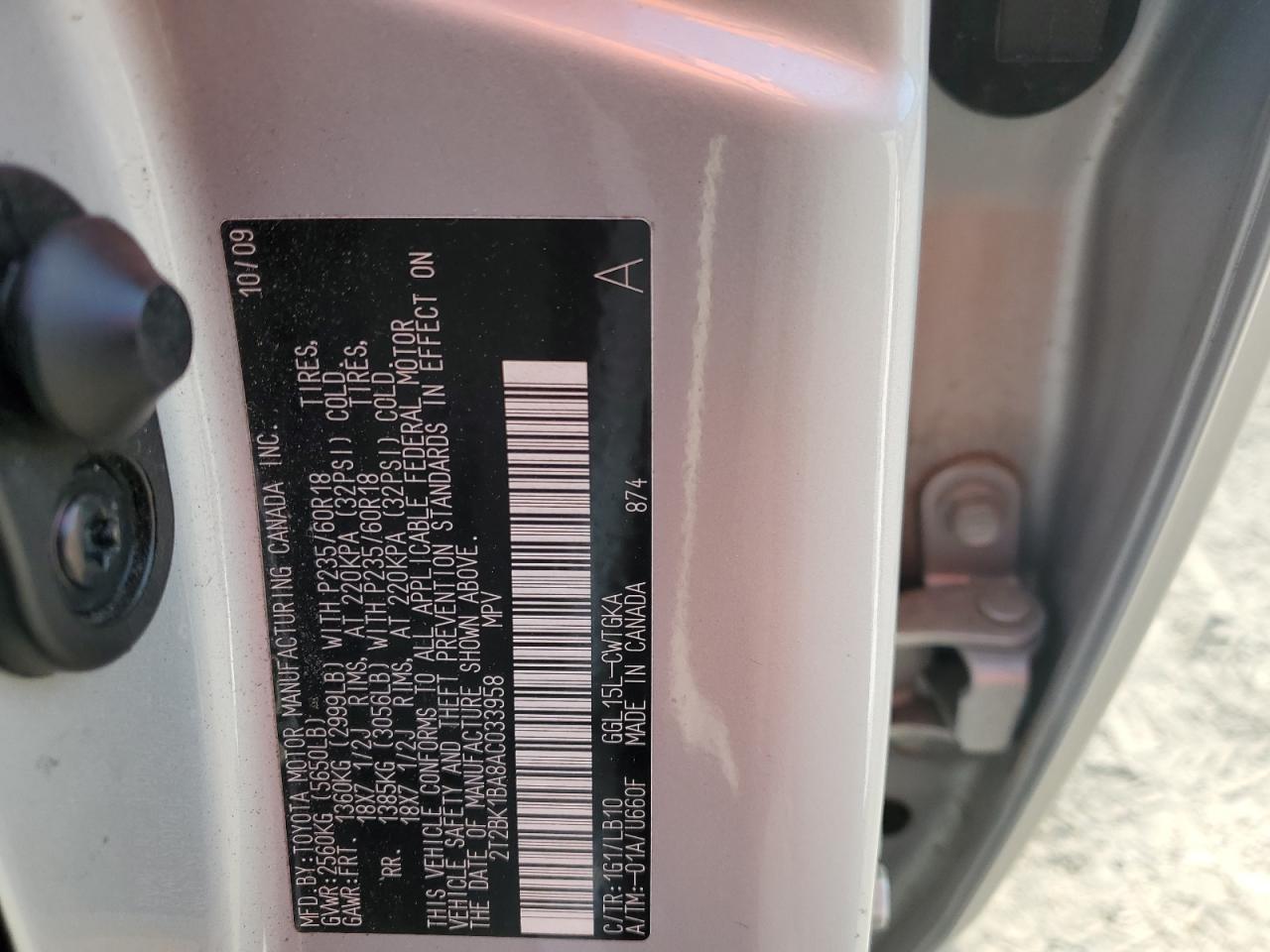 2010 Lexus Rx 350 Copart, lot number: 54596695, vin: 2T2BK1BA8AC033958. Thumbnail 13