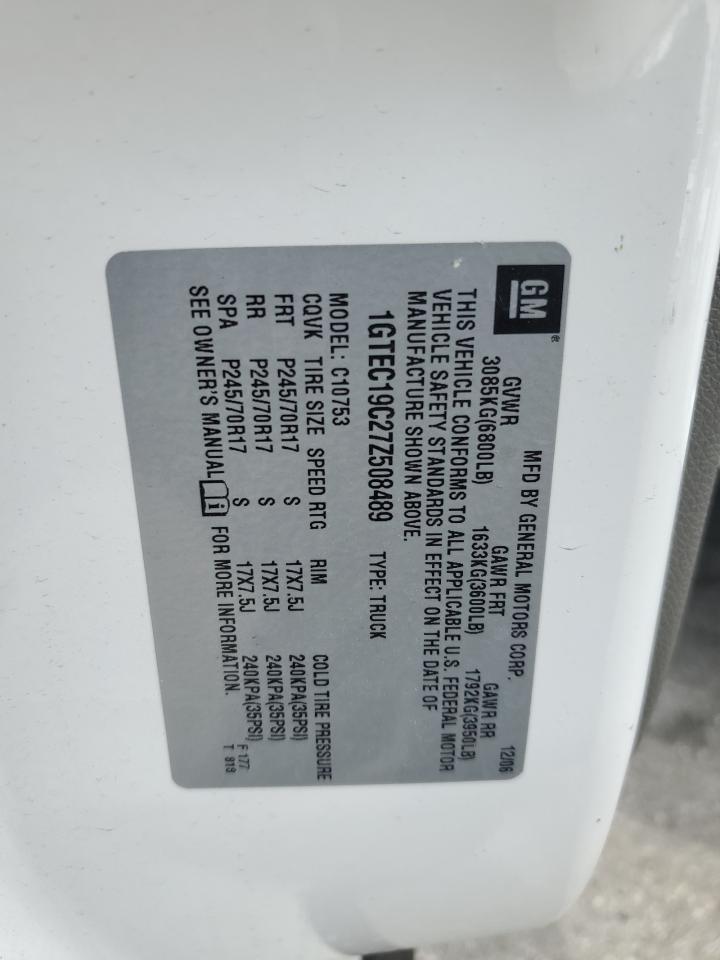 2007 GMC New Sierra C1500 Copart, lot number: 56066675, vin: 1GTEC19C27Z508489. Thumbnail 12