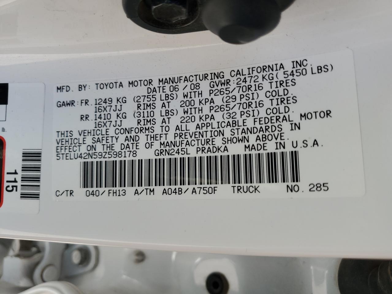2009 Toyota Tacoma Double Cab Copart, lot number: 59012815, vin: 5TELU42N59Z598178. Thumbnail 13