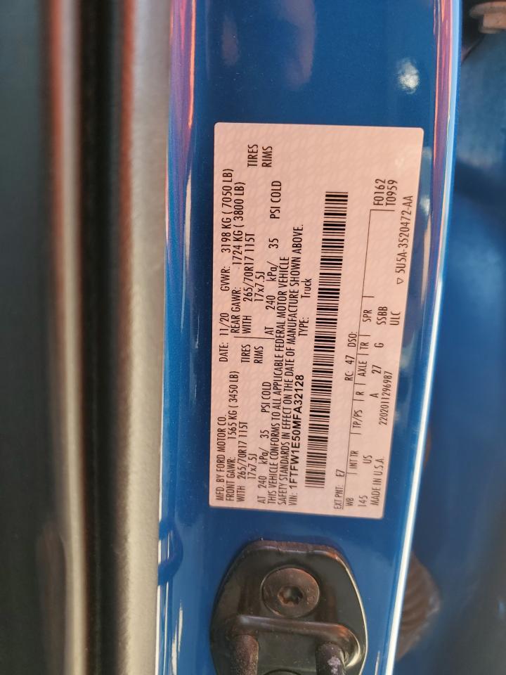 2021 Ford F150 Supercrew Copart, lot number: 56423385, vin: 1FTFW1E50MFA32128. Thumbnail 13