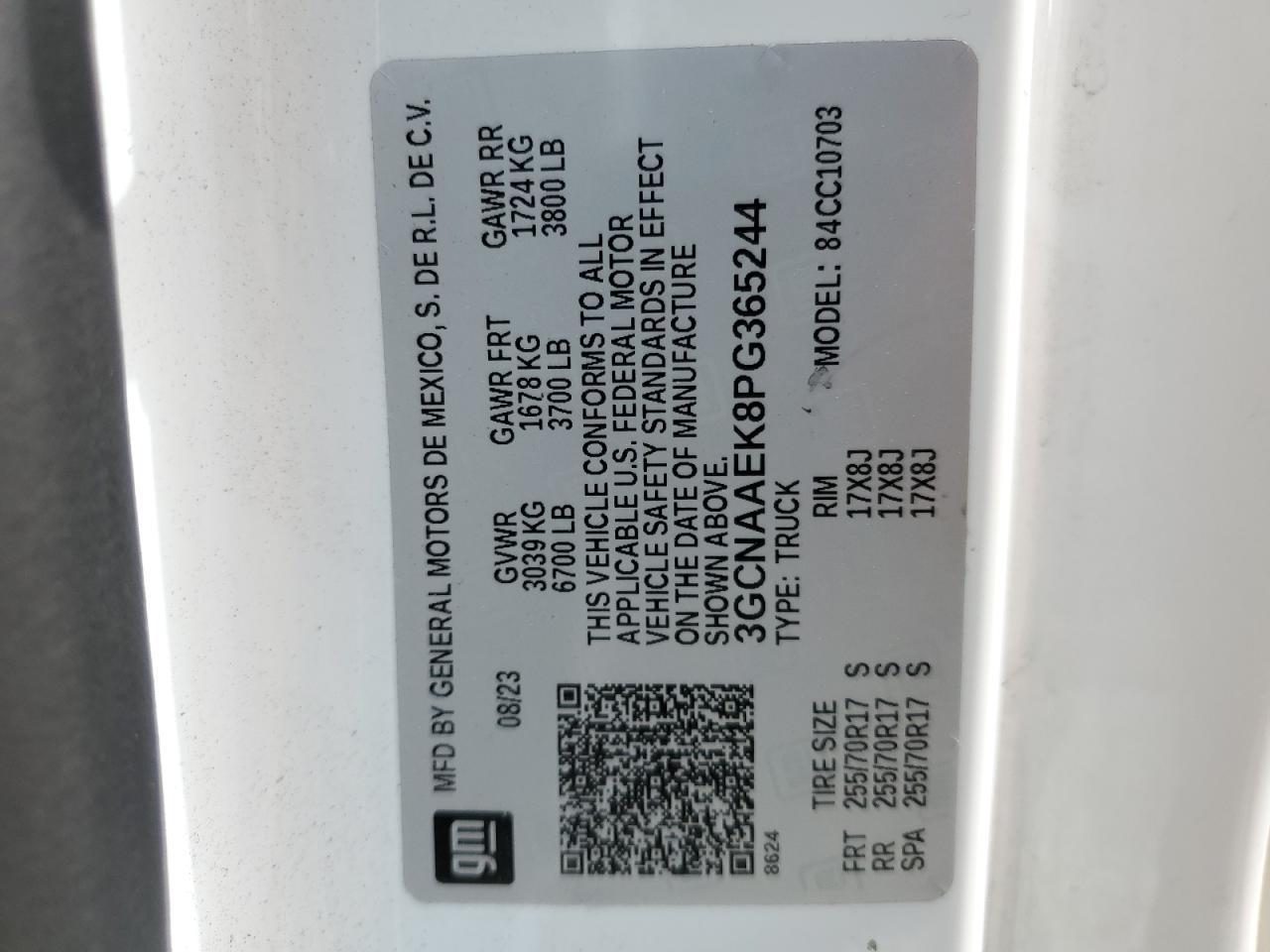 2023 Chevrolet Silverado C1500 Copart, lot number: 54698085, vin: 3GCNAAEK8PG365244. Thumbnail 12