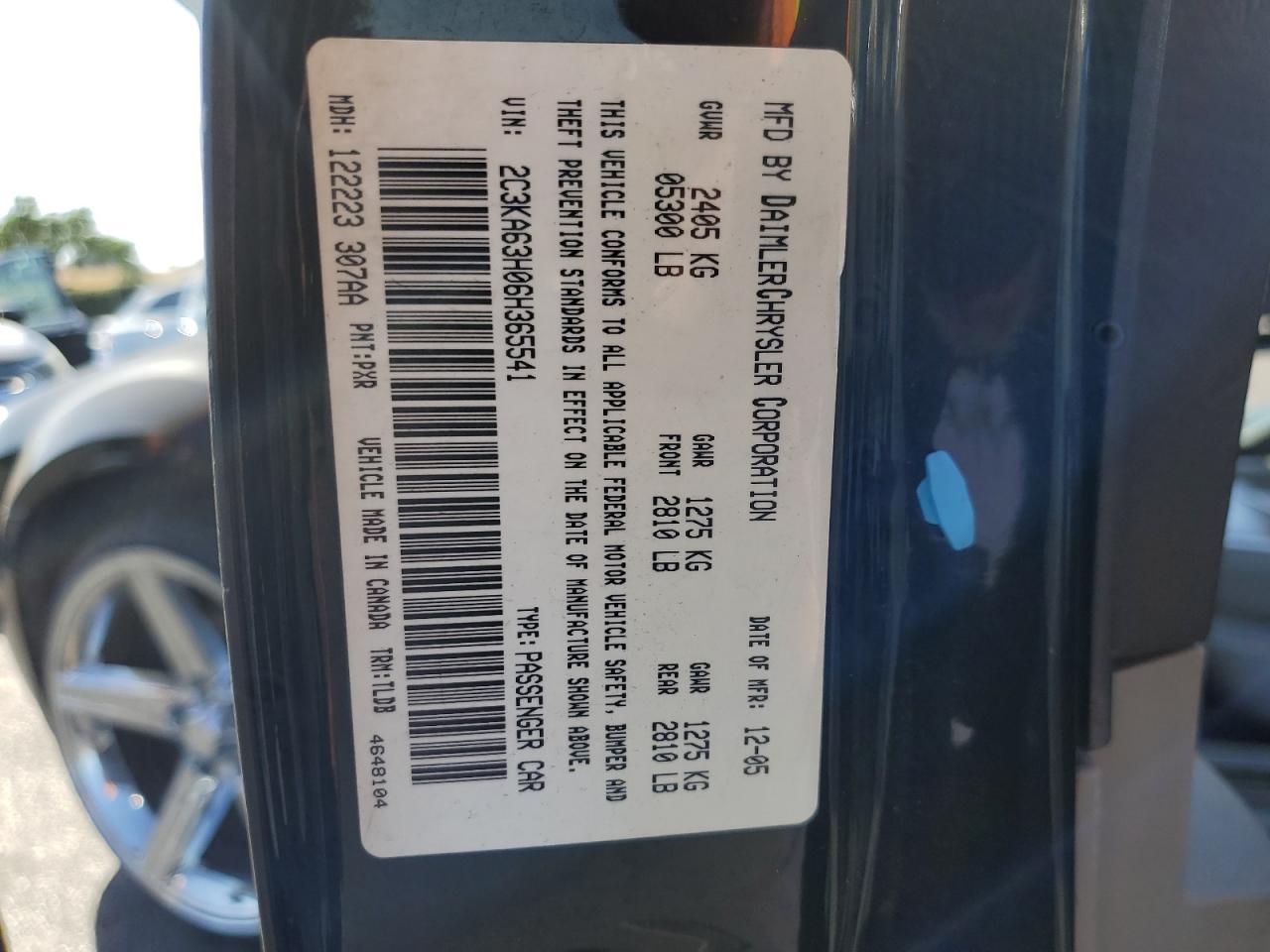 2006 Chrysler 300C Copart, lot number: 59173195, vin: 2C3KA63H06H365541. Thumbnail 12