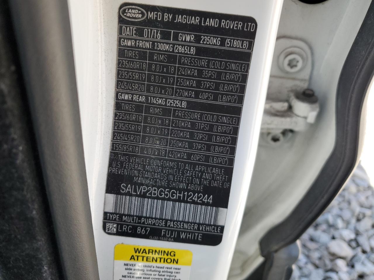 2016 Land Rover Range Rover Evoque Se Copart, lot number: 56497055, vin: SALVP2BG5GH124244. Thumbnail 12