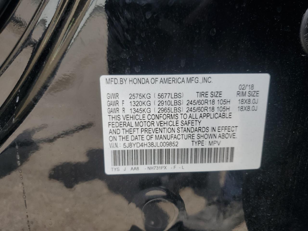 2018 Acura Mdx Copart, lot number: 56331545, vin: 5J8YD4H38JL009852. Thumbnail 13