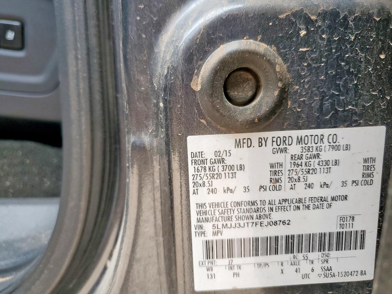 2015 Lincoln Navigator L Copart, lot number: 58622395, vin: 5LMJJ3JT7FEJ08762. Thumbnail 13