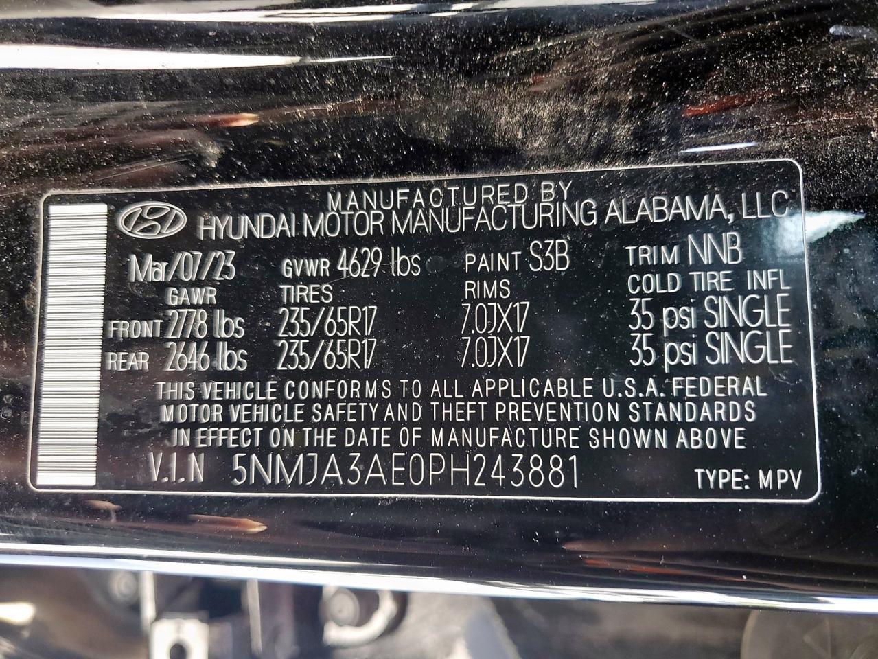 2023 Hyundai Tucson Se Copart, lot number: 58954905, vin: 5NMJA3AE0PH243881. Thumbnail 13