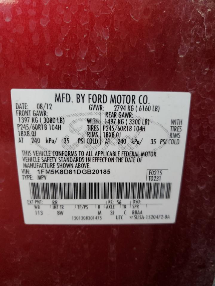 2013 Ford Explorer Xlt Copart, lot number: 58414985, vin: 1FM5K8D81DGB20185. Thumbnail 14