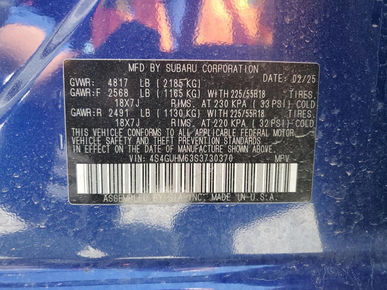 2025 Subaru Crosstrek Limited Copart, lot number: 58995845, vin: 4S4GUHM63S3730370. Thumbnail 13