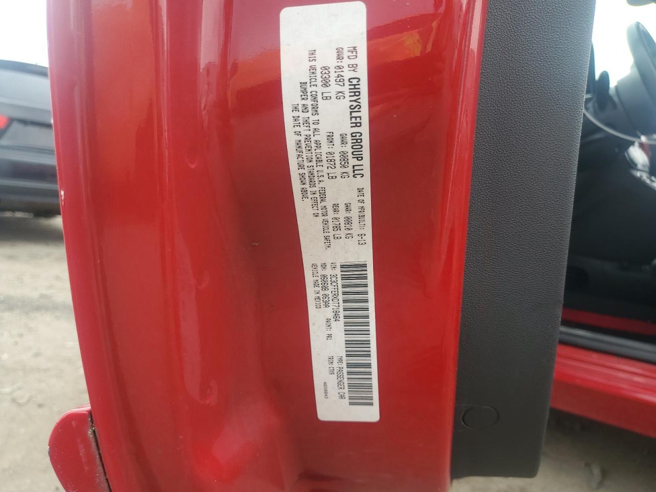 2013 Fiat 500 Lounge Copart, lot number: 59169585, vin: 3C3CFFERXDT718464. Thumbnail 12