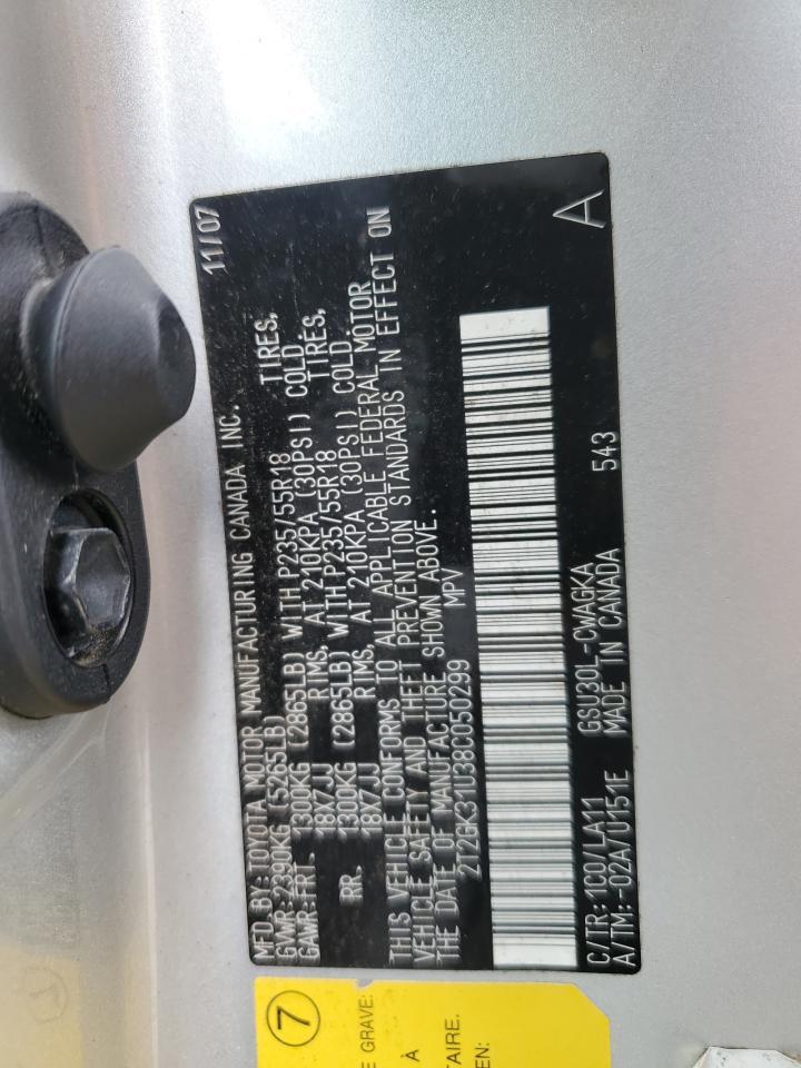 2008 Lexus Rx 350 Copart, lot number: 56475485, vin: 2T2GK31U38C050299. Thumbnail 14