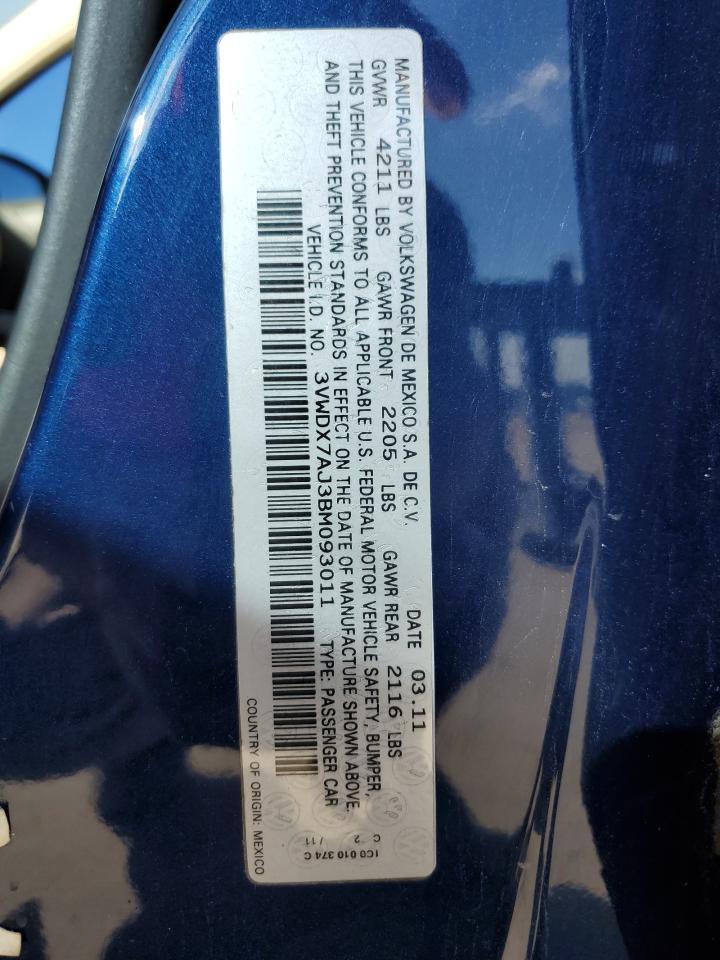 2011 Volkswagen Jetta Se Copart, lot number: 56194395, vin: 3VWDX7AJ3BM093011. Thumbnail 12