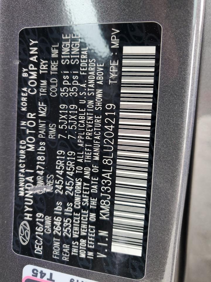 2020 Hyundai Tucson Limited Copart, lot number: 55113055, vin: KM8J33AL8LU204219. Thumbnail 14