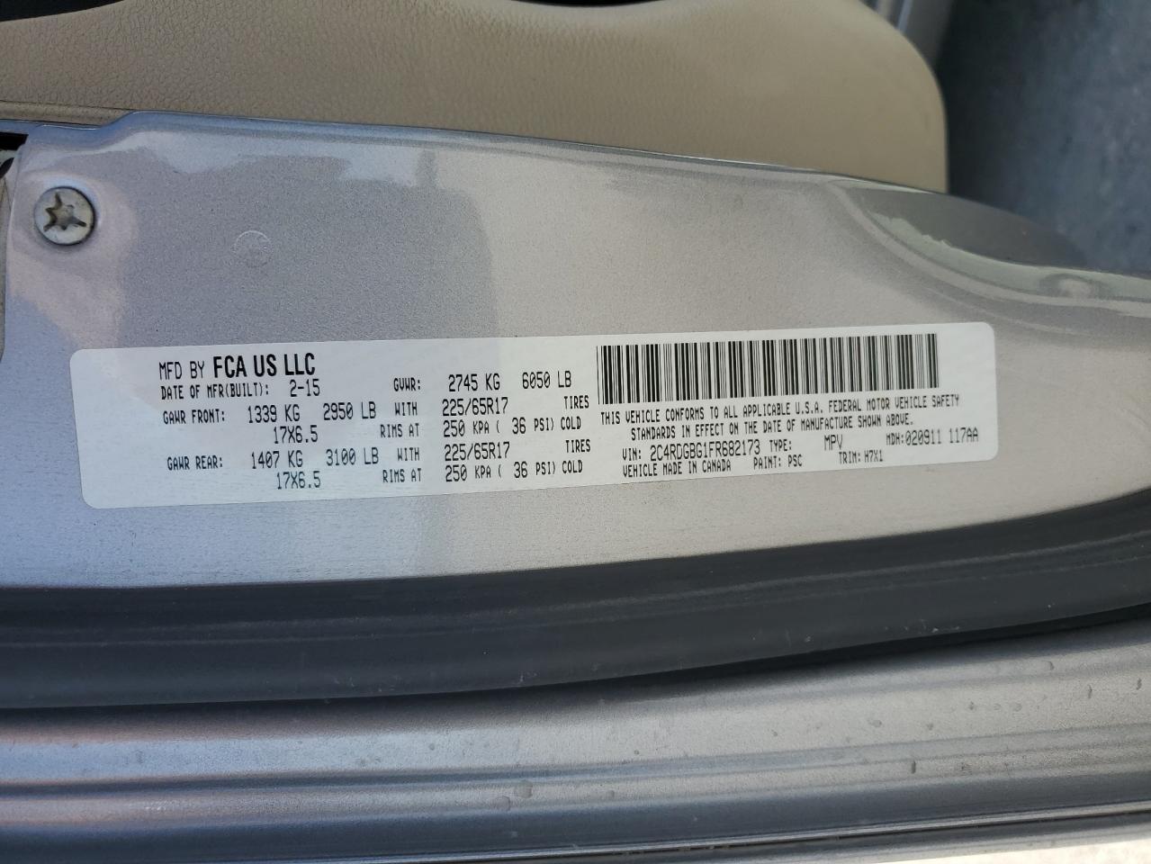 2015 Dodge Grand Caravan Se Copart, lot number: 56603335, vin: 2C4RDGBG1FR682173. Thumbnail 13