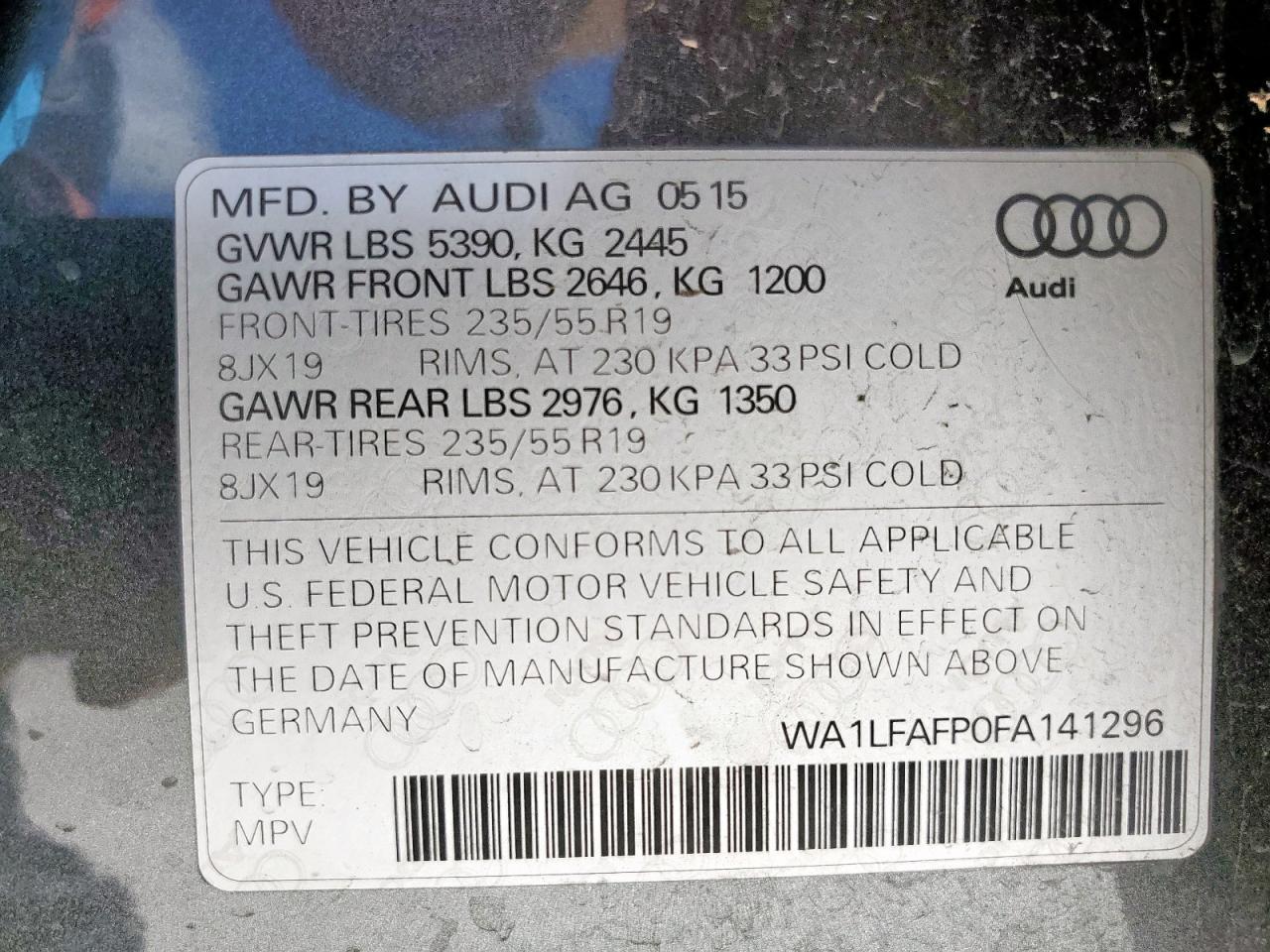 2015 Audi Q5 Premium Plus Copart, lot number: 59220385, vin: WA1LFAFP0FA141296. Thumbnail 13