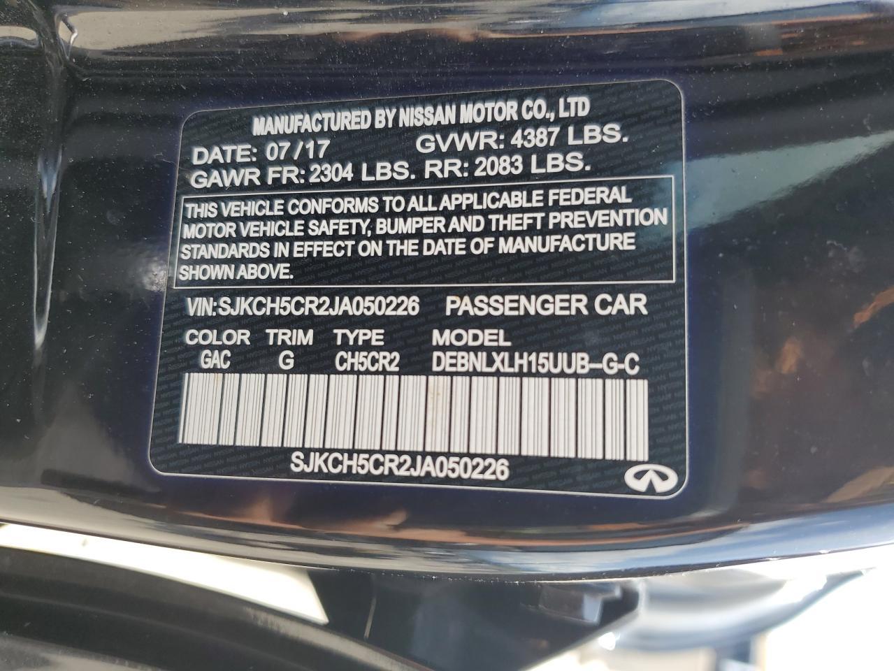 2018 Infiniti Qx30 Base Copart, lot number: 58978595, vin: SJKCH5CR2JA050226. Thumbnail 14